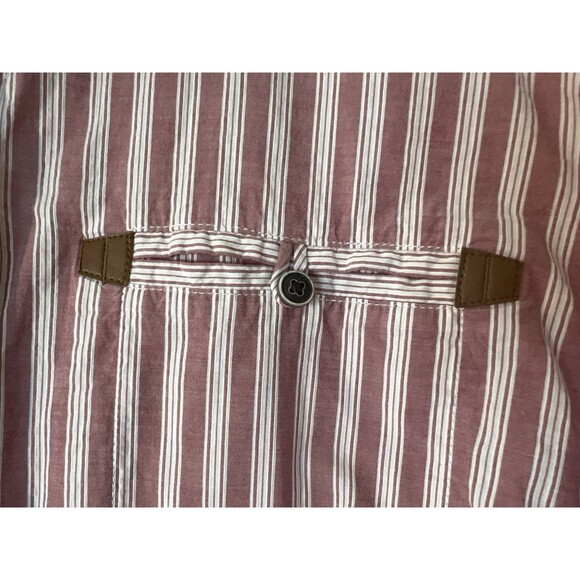 Orvis Women’s Small Dusty Rose Striped Shirt Leather Trim Long Sleeve Button Up - Picture 4 of 15